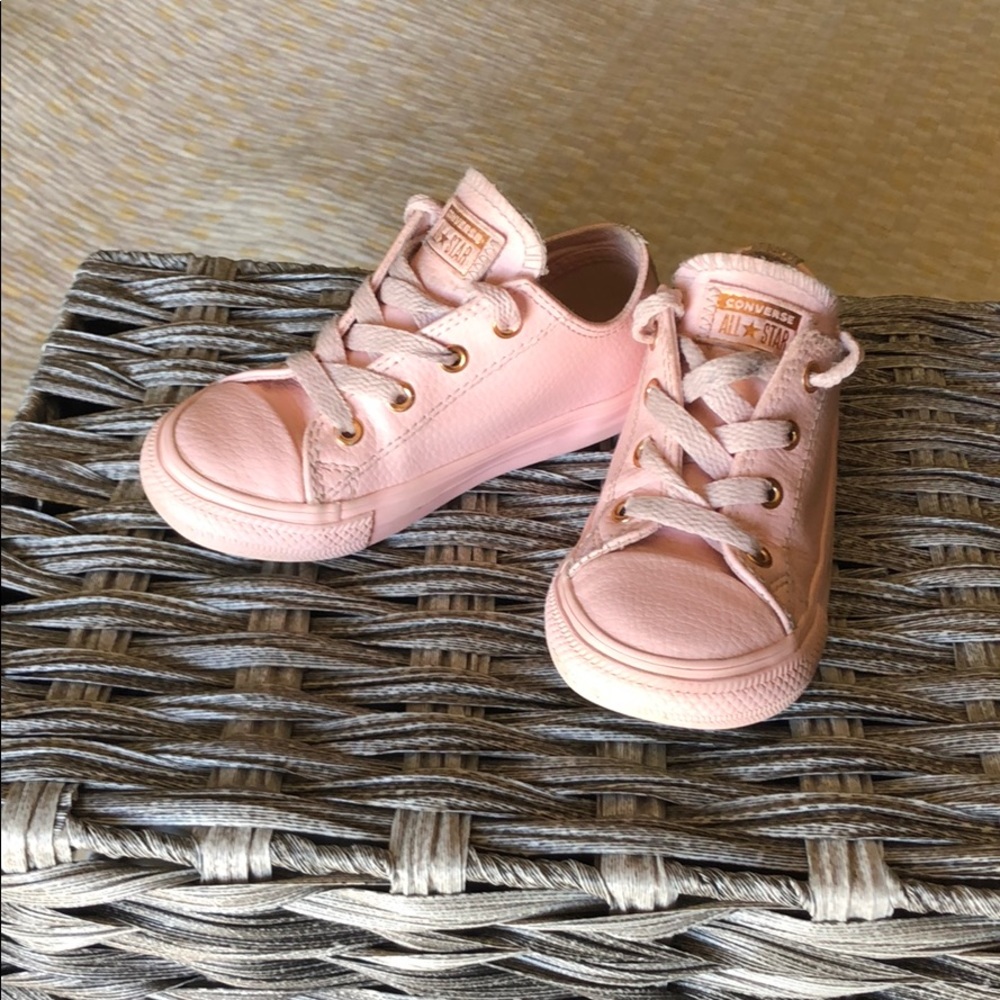 Pink leather Converse